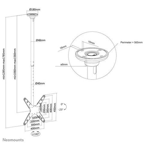 Lubinis TV laikiklis Neomounts TV/monitor ceiling mount