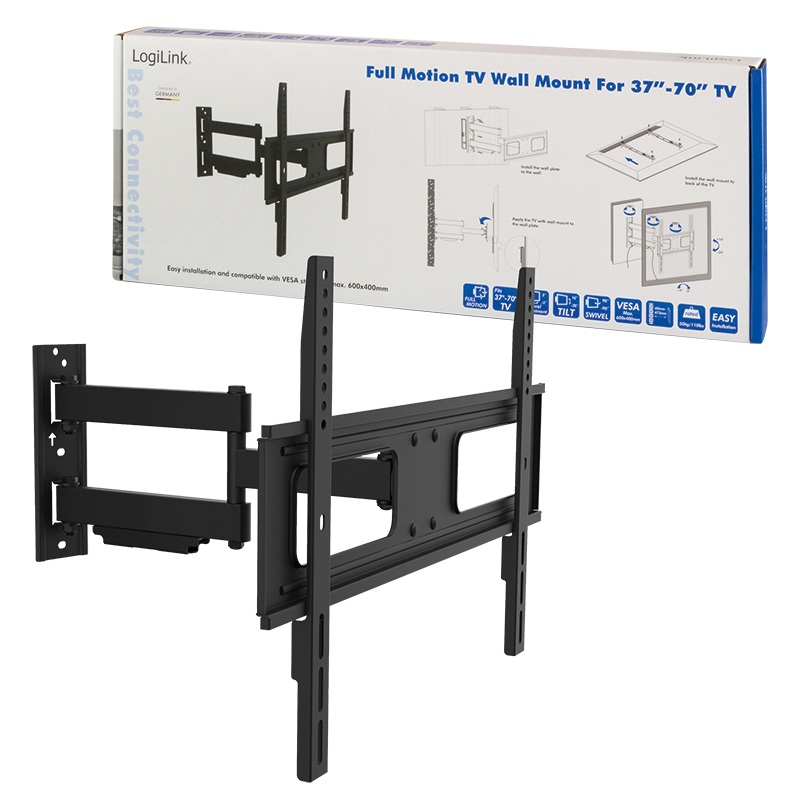 LogiLink - Wall mount, 37"-70", tilt +10°-20°,swievel +-90° - sukiojamas tv laikiklis