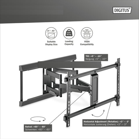 DIGITUS Full Motion TV Wall Bracket (37-80