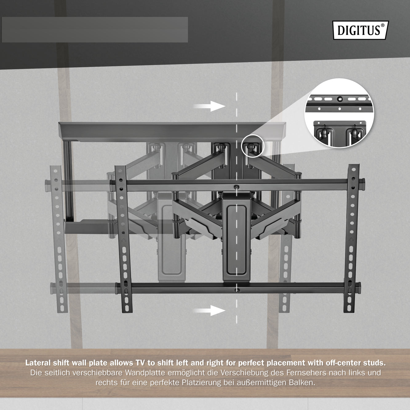 DIGITUS Full Motion TV Wall Bracket (37-80") ištraukiamas laikiklis