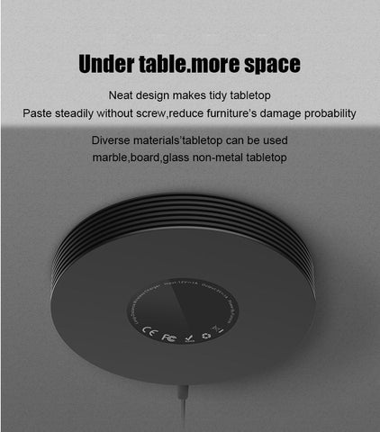Wireless QI Charger, no cables and no drilling required