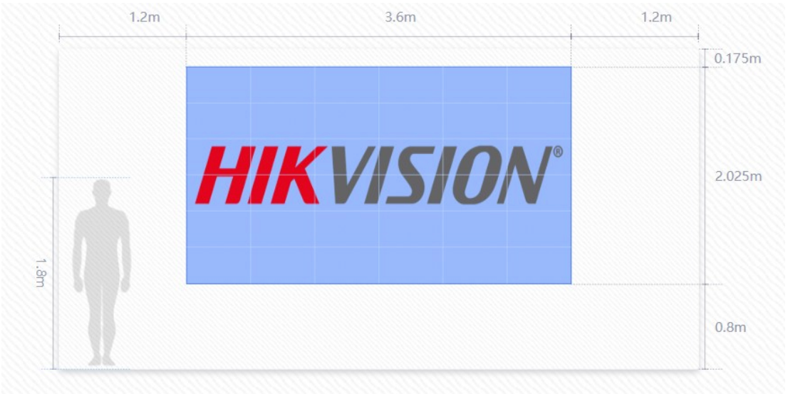 LED vaizdo siena vidaus patalpoms – Hikvision 5 generacijos - Pixel Pitch 1.8, HOB, 162" (3.6 x 2.025 m)