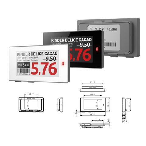 Newton 2.2" electonic shelf label - E-paper colours BWR