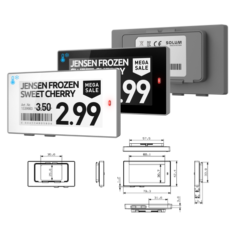 Newton 2.6" FREEZER electonic shelf label - E-paper colours BWR