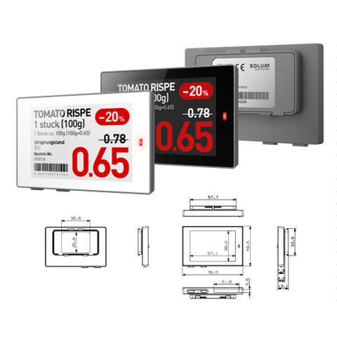 Newton 2.7" electonic shelf label - E-paper colours BWR