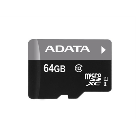 A-DATA 64GB Premier microSDHC UHS-I U1 Card (Class10) with adapter Retail - mikro SD kortelė