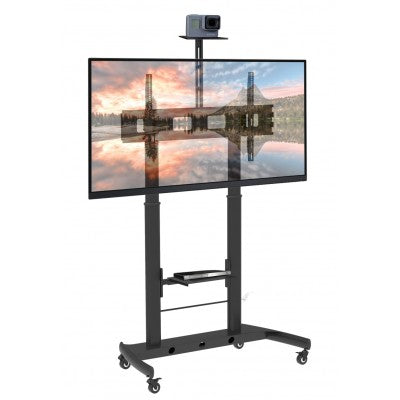 TV Floor Stand Height Adjustable 2 Shelves LCD / LED 52-110"