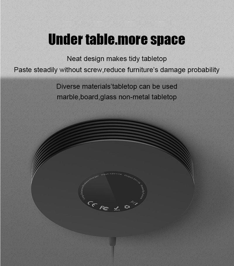 Wireless QI Charger, no cables and no drilling required